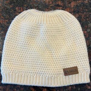 NWT Cream Ponytail Beanie
